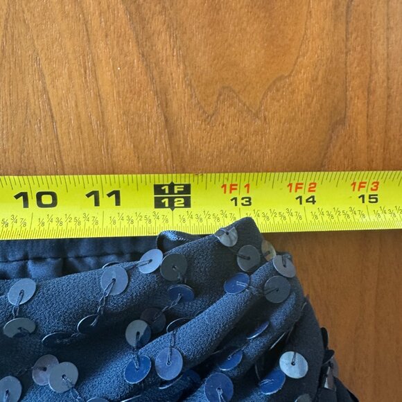 Navy Blue Sequin High Low Midi Skirt - Picture 7 of 8